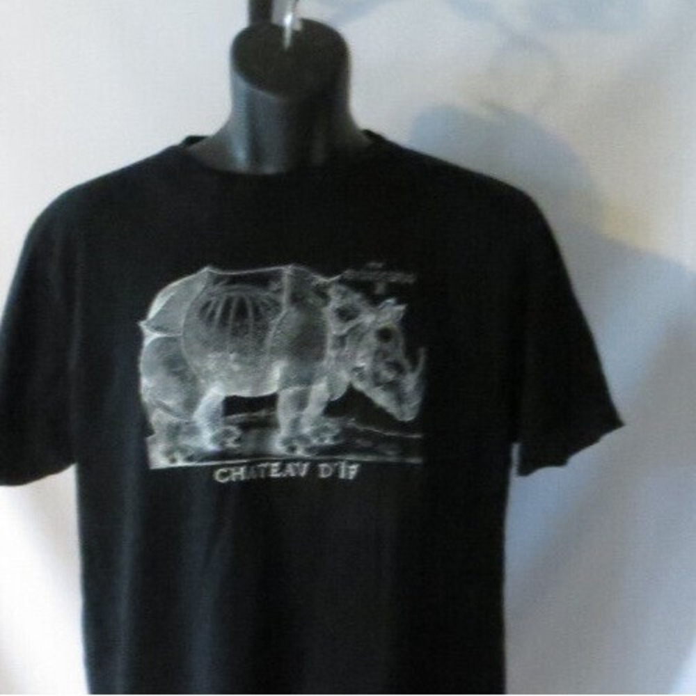 Womens Alma Mater Rhinocerus Chateau D'if Black Tshirt Large